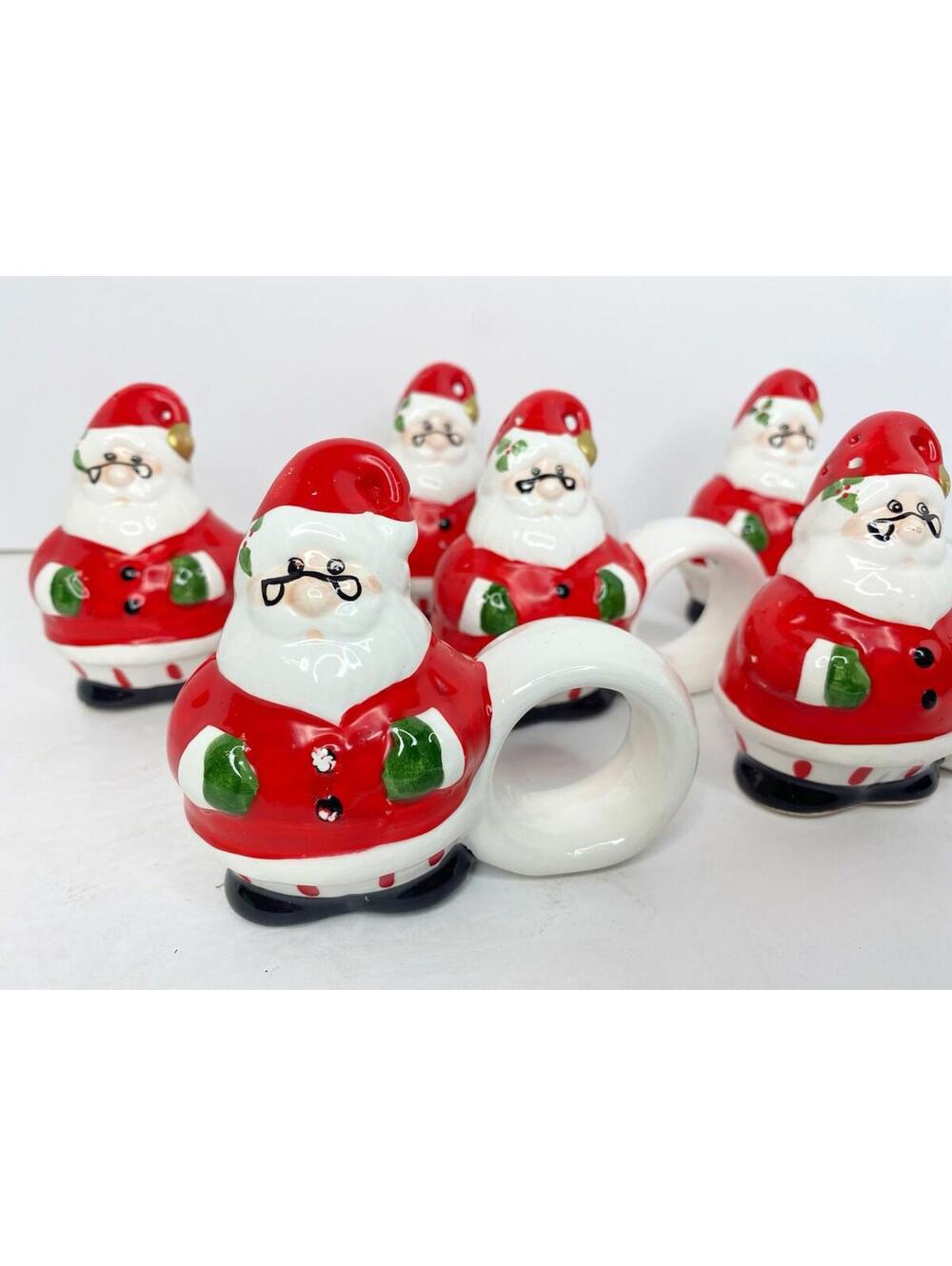 Vintage Ceramic Santa Claus Salt & Pepper Shakers Set with Handles Lot 6